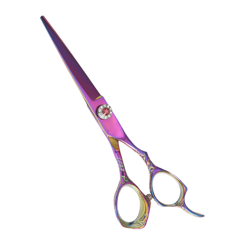 6.0-Inch Titanium-Plated Colorful Floral Handle Haircutting Shear Series